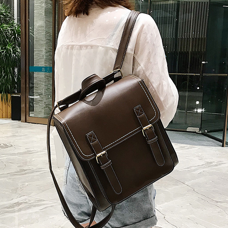 Leather Backpack Vintage - حقيبة للظهر فينتاج الإناث بولي Leather
