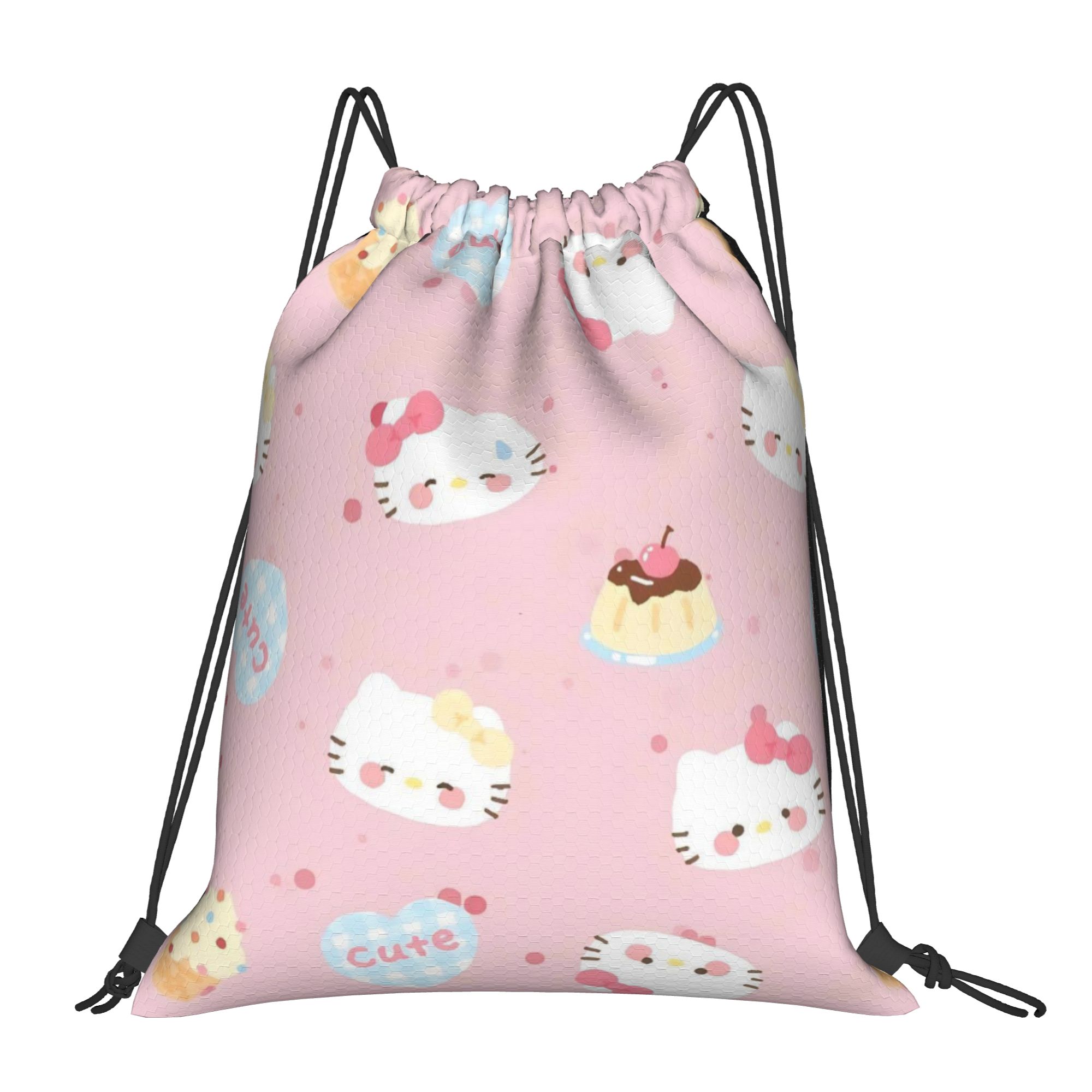 Drawstring Gym Bag - حقيبة ظهر رياضية وردية اللون برباط