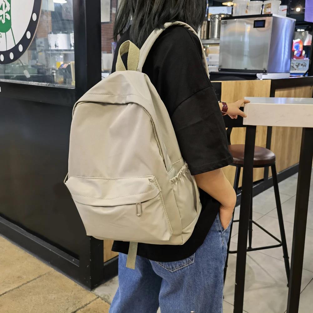 School Backpack Teen - حقيبة ظهر من النايلون بلون واحد