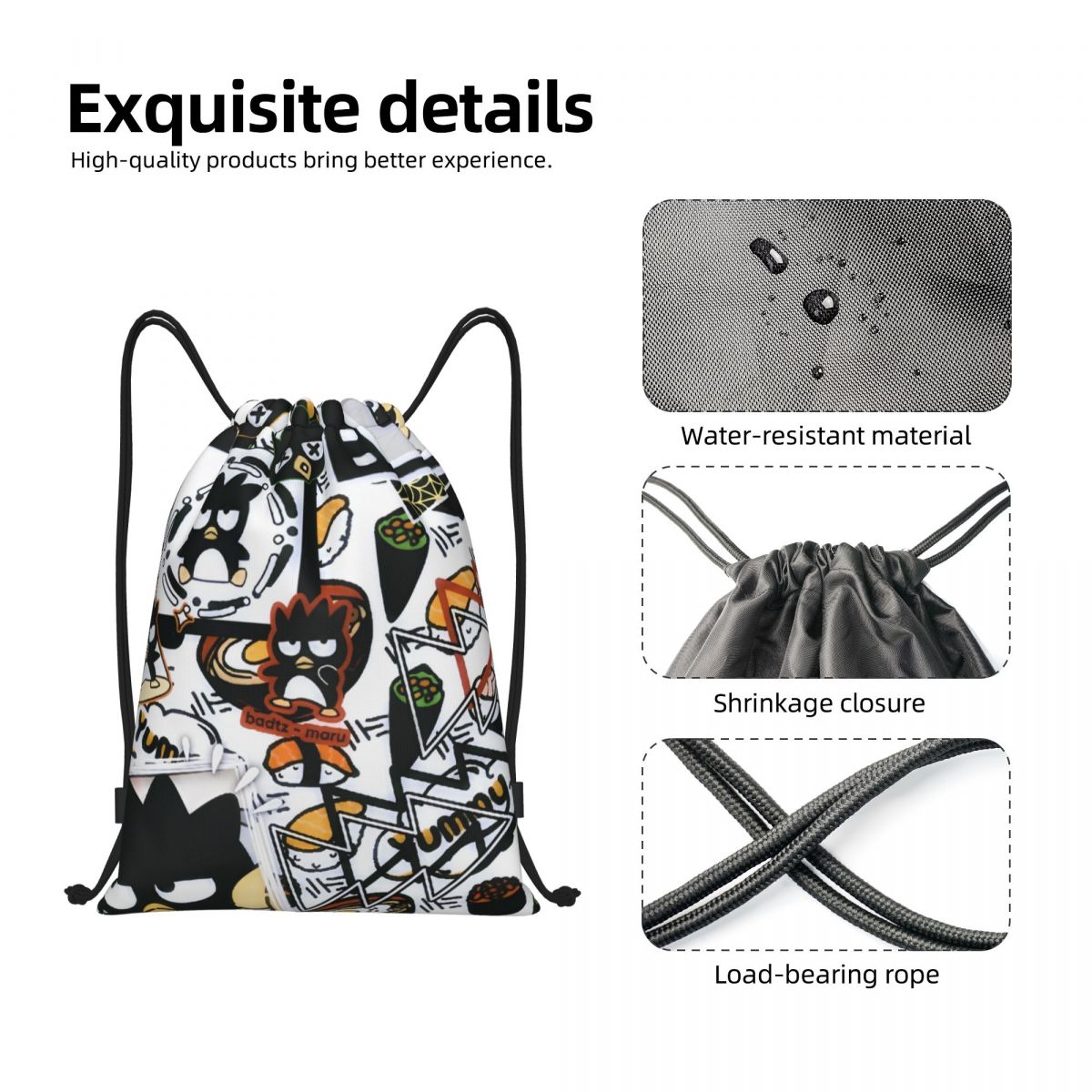لطيف الكرتون البطريق باد Badtz - مراجعة Drawstring Gym Bag وسعره