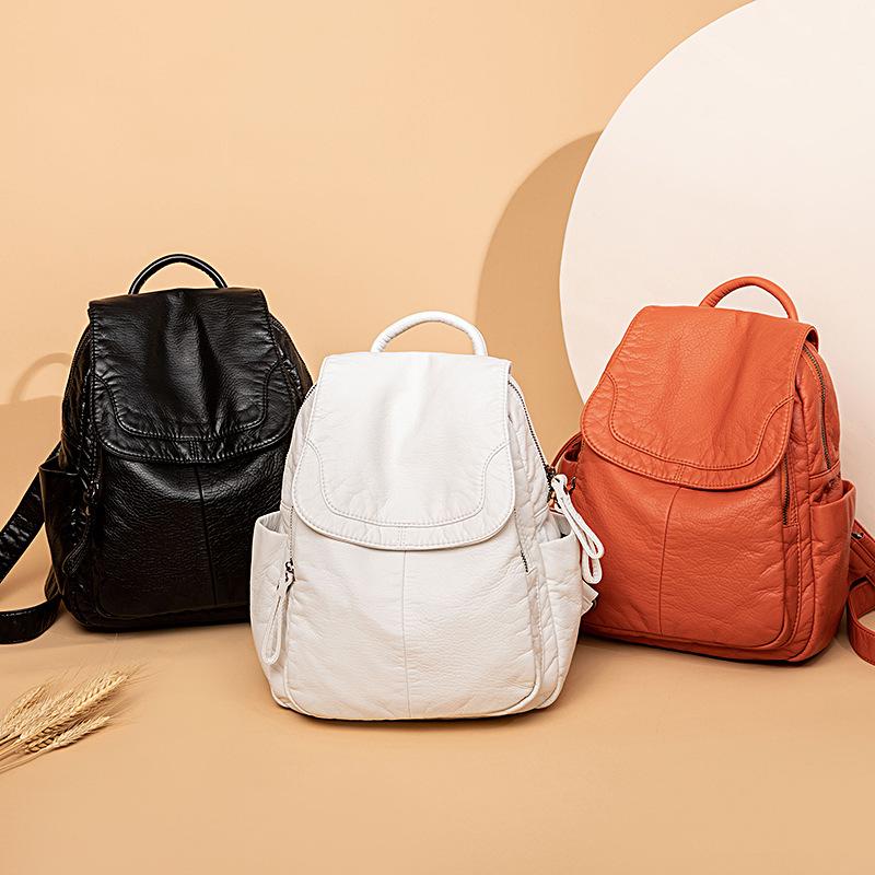 حقيبة ظهر من الجلد الأبيض المغ - مراجعة Fashion Backpack Women وسعره